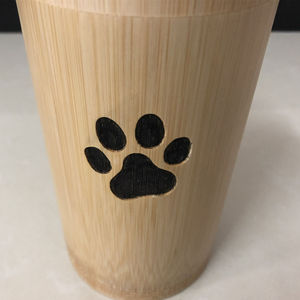 Natural Bamboo Pet <b>Urn</b> Cremation Keepsake Jar Paw Print Engraved Cylindrical Ashes Memorial Container for Dog <b>Cat</b> - Product Image 4
