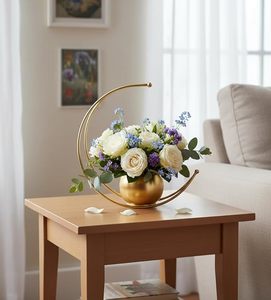 Florero Moderno de Metal con Forma de Luna para Decoración del Hogar, Elegante Florero Floral en Forma de Media Luna para Sala de Estar, Dormitorio u Oficina - Product Image 4