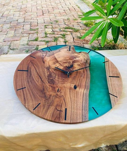Horloge murale en bois et résine époxy moderne de haute qualité, design créatif, décoration d'intérieur, mobilier japonais, décoration de maison de luxe - Product Image 3