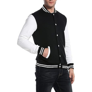 Blouson universitaire personnalisé pour homme, style bomber, en laine noire avec manches en satin, col montant, réversible, pour le printemps – Vente en gros - Product Image 3