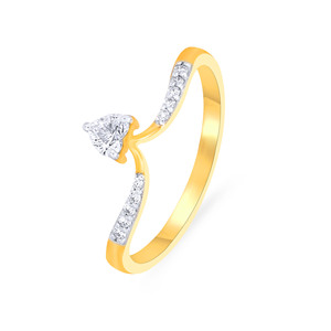 Anillo de Diamantes de Lujo con Forma de Corazón, Anillo Curvo con Diamantes Cultivados en Laboratorio, Acabado en Oro con Piedras Decorativas para Mujer - Product Image 1