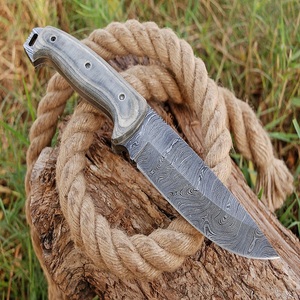 Couteau de chasse à lame fixe fait main en acier à haute teneur en carbone, couteau de survie plein pied pour l'extérieur avec étui en cuir véritable OEM - Product Image 1