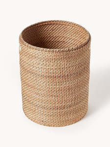 Natural Rattan Storage <b>Basket</b> <b>With</b> <b>Lid</b> Circle Shape Handles For Laundry Storage Nordic Style - Product Image 2