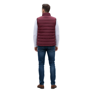 Gilet matelassé sans manches pour homme, léger et chaud, avec fermeture éclair, pour l'hiver, décontracté, pour l'extérieur, rembourré, couleur bordeaux - Product Image 4