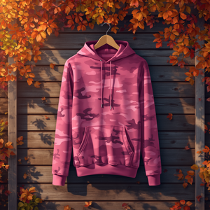 Sudadera con Capucha Rosa Camuflaje, Mezcla de Algodón, Estilo Urbano, Casual, Oversize, OEM - Product Image 4