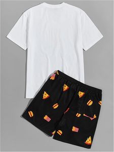 <b>Men's</b> <b>Pajamas</b> <b>Set</b> 2 Piece Pjs <b>Sets</b> Short Sleeve Letter Print Tee and Short Lounge <b>Set</b> - Product Image 3