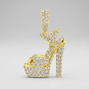 Luxury Gold Plated Diamond High Heel <b>Shoe</b> Pendant Charm Women's Gift Round Brilliant Cut G Color Lab Grown Diamonds Jewelry - Product Image 2