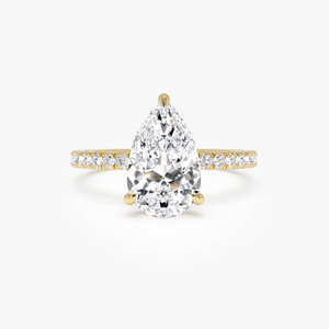 Bague de fiançailles en diamant taille poire pour femme, or massif 18 carats, style classique, diamants naturels certifiés GIA - Product Image 1