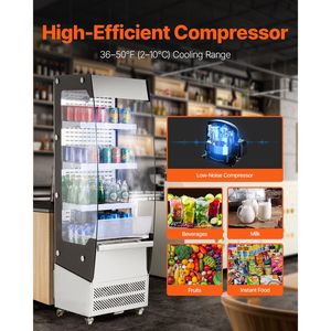 Espositore Refrigerato a 3 Ripiani con Barriera d'Aria, 4 Ruote Girevoli, per Congelatori e Frigoriferi - Product Image 2