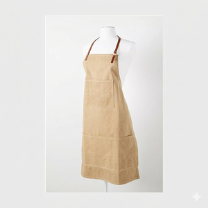 Unisex Pugmark Embossed Chefs Uniform <b>Apron</b> Water-Repellent Oil-Wax Cotton Canvas <b>Kitchen</b> Gardening Restaurant Use Baker Coffee - Product Image 3