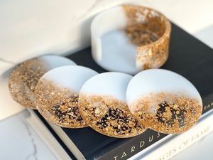 Resin <b>Coaster</b> Set For Contemporary Home Decor Stylish <b>Drink</b> <b>Coaster</b> Collection - Product Image 2