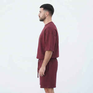 Ensembles de chemises oversize en coton et polyester, pull-over pour homme, ensemble t-shirt et short avec fermeture éclair, survêtement personnalisé avec logo pour homme - Product Image 6