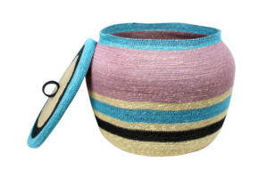 <b>Plant</b> Fiber Storage <b>Basket</b> Bowl Shape Eco-Friendly Folk Art Multi-Purpose Neatening Container with Lid - Product Image 3