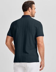 Camisa Polo Casual Aero Knit para Hombre, Texturizada, de Manga Corta, Elástica, para Golf, Vacaciones de Verano, Playa, con Cuello - Product Image 2