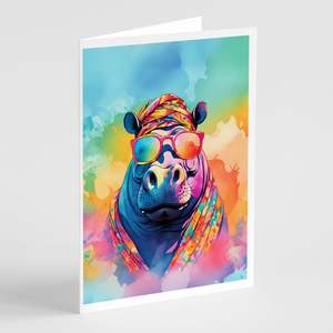 A7แปลกๆขนาด5x7ใหม่ฮิปปี้สัตว์ฮิปโปโปเตมัสการ์ดเปล่าแพ็ค8ใบพร้อมบัตรอวยพรซองจดหมาย - Product Image 1