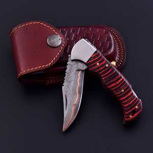Couteau pliant à pointe droite en acier Damas cuivré forgé à la main, OEM ODM disponible, couteau de poche EDC de survie, vente en gros, faibles MOQ - Product Image 3