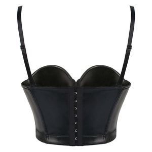 Corset gainant push-up en cuir PU noir pour femme, avec fermeture éclair, dentelle respirante et néoprène, pour usage quotidien - Product Image 5