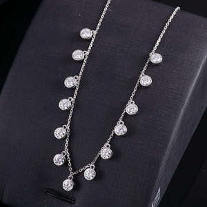 Luxury Round Cut Moissanite Drop Necklace 925 Sterling <b>Silver</b> <b>Choker</b> Necklace For Women Wedding Jewelry - Product Image 1