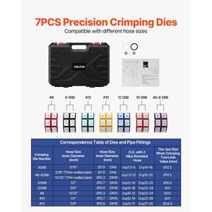 Kit de sertissage hydraulique pour tuyau hydraulique Hydra-Krimp AC, 7 matrices, manuel intégral, avec étui de transport pour la réparation de la climatisation automobile - Product Image 2