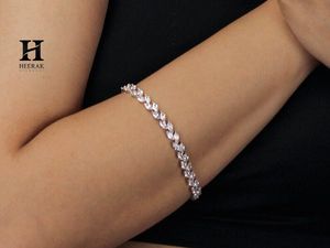 กำไลข้อมือหินทรงมาร์คีส์ขายส่ง, กำไลเทนนิสลายใบไม้ชุบเงิน, เครื่องประดับสำหรับงานปาร์ตี้และชุดเจ้าสาว - Product Image 2