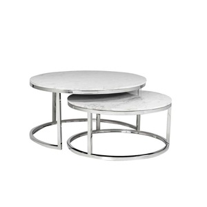 Space Efficient Metal Nesting <b>Tables</b> With Wooden Top Stackable Design Perfect Furniture Solution For <b>Small</b> Living Rooms - Product Image 5