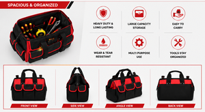 Heavy Duty Tool Bag with Multiple Pockets | Professional Electrician & Mechanic Tool Storage Organizer - Product Image 4