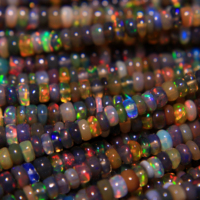 Perles d'Opale Noire Éthiopienne 100% Naturelle Grade AAA, 3mm-5mm, Trou de Perçage de 0.40mm, Rondelle Lisse, Pierre de Naissance d'Octobre, Gemmes Hasnain pour