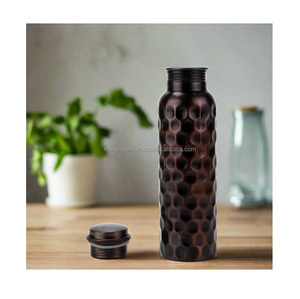 Handmade Hammered Copper Water Bottle <b>Secure</b> Lid Boiling Water Safe Eco-Friendly for Unisex Natural Storage Healthy Lifestyle - Product Image 1