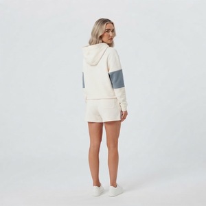 Women's Color Block Hoodie and Shorts Set Long Sleeve Knitted Two <b>Piece</b> Tracksuit - Product Image 6
