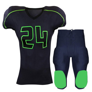Ensemble d'uniformes de football américain unisexe, vert marine, numéro 24, maillot court en mesh, pantalon rembourré, vêtements de sport respirants - Product Image 1
