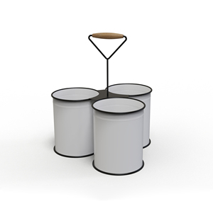 I BELIEVE IN SANTA Twin Bucket Caddy Metal Storage Holder with Wooden Handle <b>Red</b> and White Christmas Design - Product Image 2