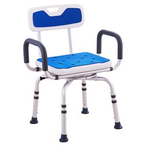 Sedia da Doccia Leggera Girevole a 360 Gradi, Sedile Regolabile Antiscivolo con Braccioli e Schienale per Doccia e Vasca - Product Image 4