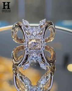 Custom Marquise Oval Moissanite Butterfly <b>Cocktail</b> <b>Ring</b> Wide Band Openwork <b>Gold</b> Fine Jewellery Manufacturer - Product Image 4