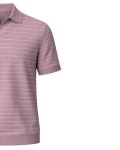 Polo a Rayas Rosa Polvoriento para Hombre, Manga Corta, Tejido de Punto, Dobladillo Acanalado, Corte Ajustado, Informal, Mezcla de Algodón, Fabricante Personalizado, Diseño OEM - Product Image 2