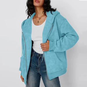 Sudadera con capucha y cremallera Solomon para mujer, 100% poliéster, forro polar, informal, manga larga, estilo urbano, invierno, logotipo personalizado - Product Image 5