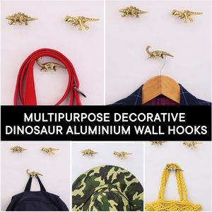 Ganchos de Pared de Aluminio Sólido con Forma de Dinosaurio, Porta Llaves Decorativo para Habitación Infantil, Organizador de Ganchos Colgantes de Pared - Product Image 2