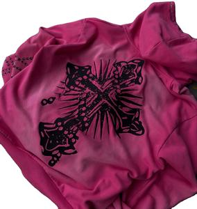 Sweat à capuche strass Vintage délavé au soleil unisexe sweat à capuche en coton épais surdimensionné Logo personnalisé imprimé hommes Boxy Fit sweat à capuche zippé - Product Image 2