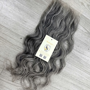 ผมสีเทา ปมเล็กๆ ไฮไลท์สี 5x5 HD Closure ผมตรงธรรมชาติแบบเวฟ ผมเวียดนามแท้ HD Lace Closure - Product Image 3