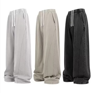 Pantalon de survêtement gris pour femme, taille élastique avec cordon de serrage, poches latérales, décontracté, mi-lourd, respirant, tricoté, vintage, brodé, automne - Product Image 4