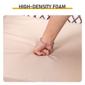 Fauteuil à bascule moderne en rotin brun pour porche, résistant aux intempéries, avec coussin beige - Product Image 4