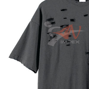 T-shirt Homme Effet Vieilli Vintage Coupe Oversize Déchiré Style Décontracté – Vente en Gros de T-shirts Homme Effet Vieilli Personnalisés en Coton à Manches Courtes - Product Image 3