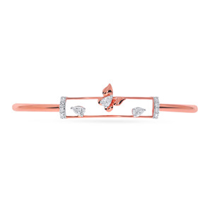 Rose Gold Lab Grown Diamond Floral 18K Women's <b>Bangle</b> <b>Bracelet</b> - Product Image 2