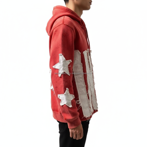 Unisex Full <b>Zip</b> Streetwear Hoodie Oversized Distressed Embroidery Waterproof Custom OEM Wholesale - Product Image 6