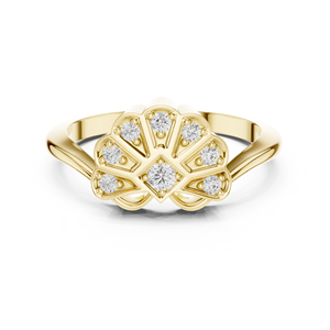 Anillo de Diamantes Florales en Oro Rosa, Anillo de Compromiso con Diseño de Flor Vintage, Joyería Fina para Mujer - Product Image 6