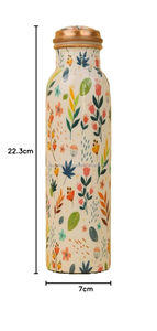Bouteille en cuivre à imprimé floral de fabrication indienne, bouteille d'eau ayurvédique pour cadeau, disponible à un prix raisonnable depuis l'Inde - Product Image 5
