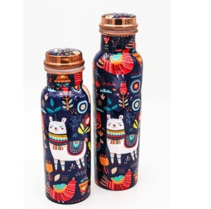 New Classic Design Blue Color <b>Copper</b> <b>Bottle</b> Enamel Finishing Hot Water Storage Direct <b>Drinking</b> <b>Bottle</b> Supplier By India - Product Image 3