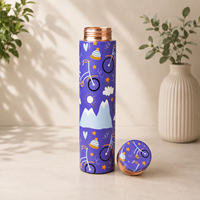 Bouteille d'eau en cuivre personnalisée imprimée, gourde en cuivre pur anti-fuite, cadeaux d'entreprise, logo personnalisé, cadeaux promotionnels, 1 litre