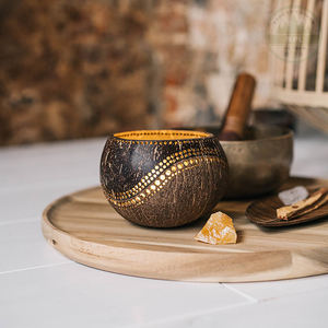 Bougeoir chauffe-plat en coquille de noix de coco pour la décoration intérieure moderne personnalisé Bols colorés et écologiques Utilisation de la vaisselle personnalisée - Product Image 2