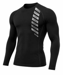 Rashguard à manches longues pour homme, col rond, imprimé numérique noir, séchage rapide, Spandex Polyester, anti-UV, écologique, pour activités de plein air - Product Image 3
