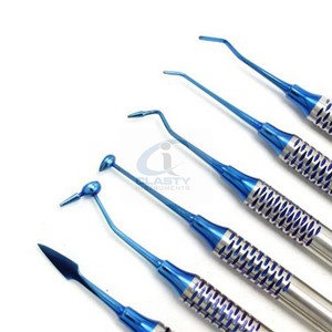 Ensemble d'instruments de restauration dentaire en composite bleu, en acier inoxydable, manuels, certifiés CE, OEM - Product Image 3